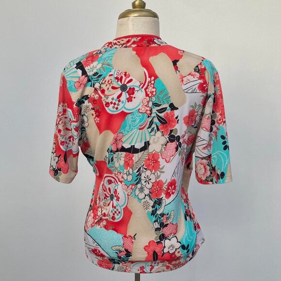 Y2k vintage Sarang Japanese style floral faux wrap top - Picture 4 of 5